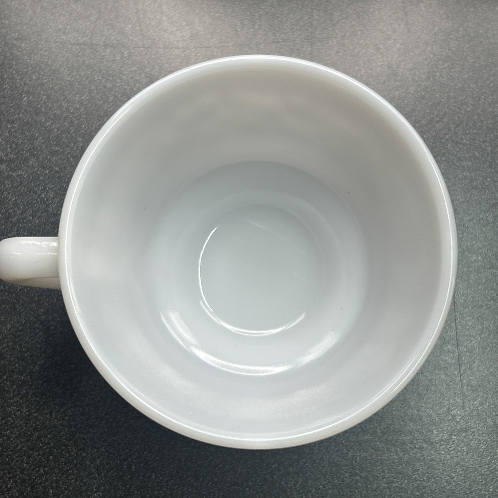 Vintage Hazel Atlas Glass Platonite Teacup Floral Rose Embossed White - Picture 6 of 7